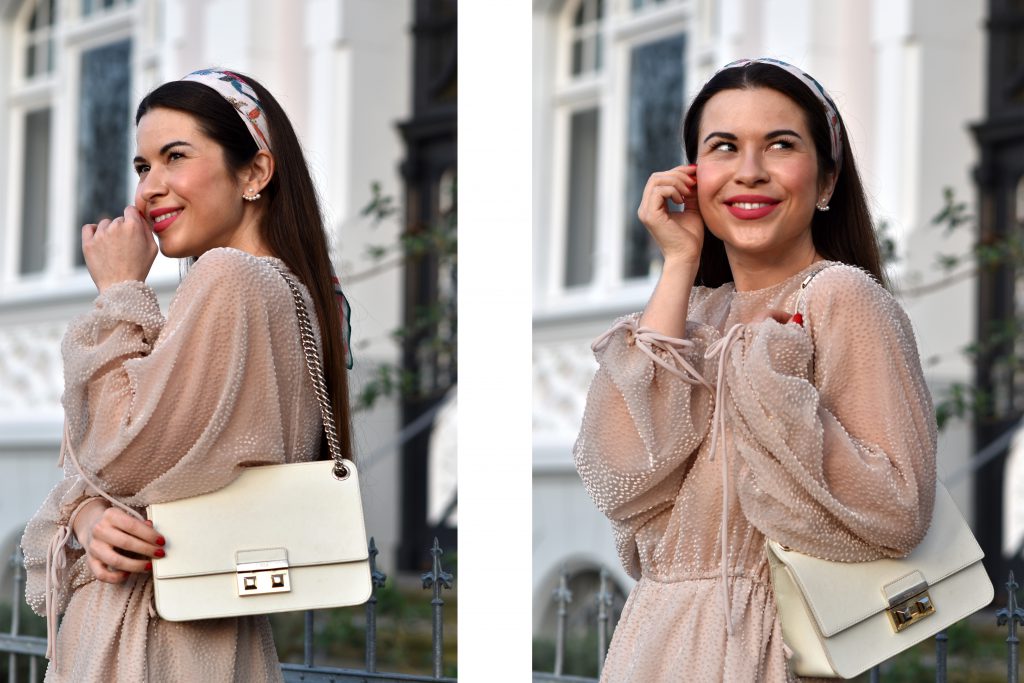 Frühlingslook mit Chiffonkleid